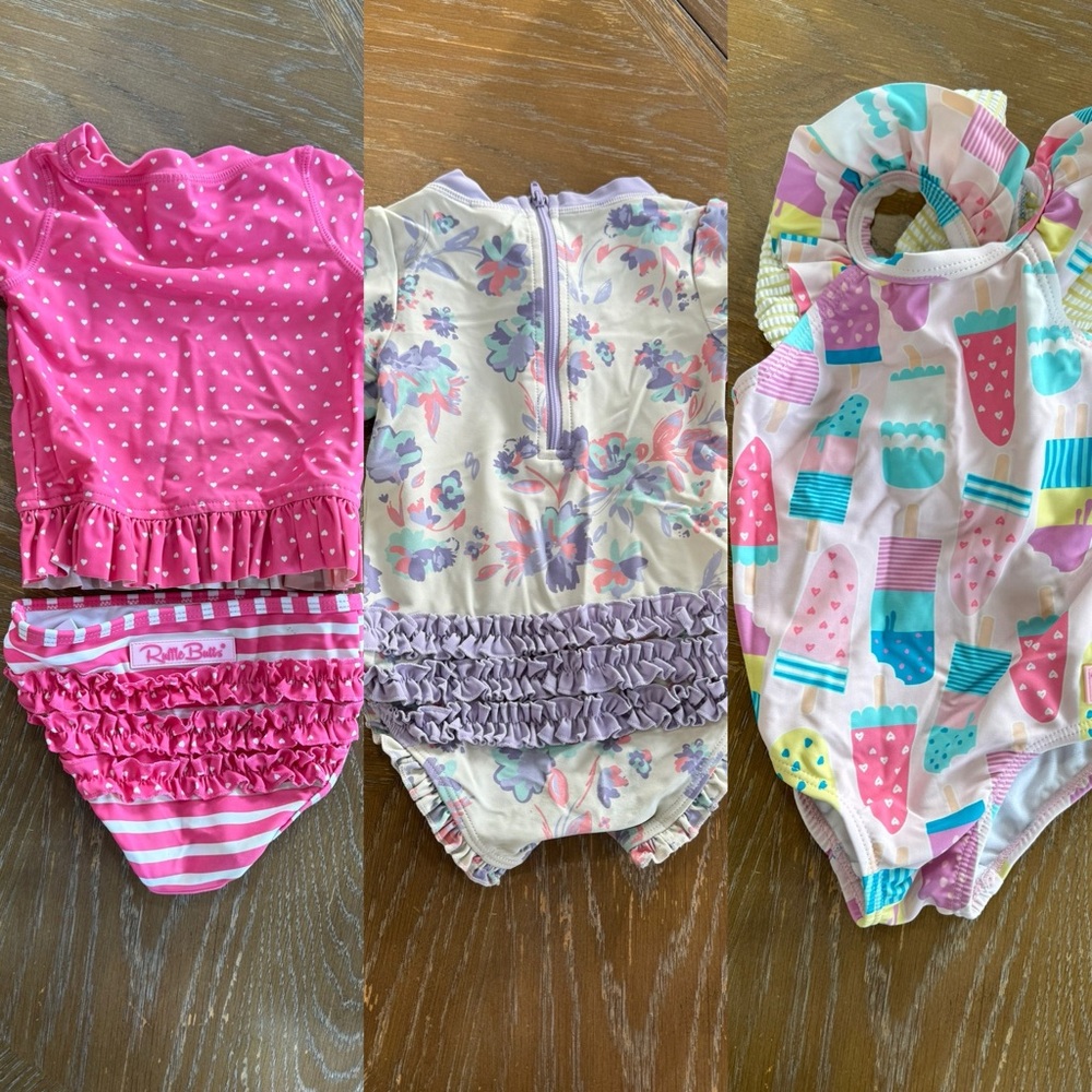 Ruffle Butts 12-18mo toddler girl swim bundle